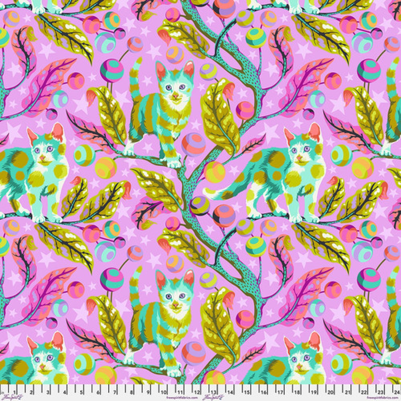 Tula Pink - Club Kitty - Electroberry (Minky) - Tabby Road Déjà Vu Minky Patchwork Quilting Backing Fabric - ÜBERBREITE 152 cm - 60´´